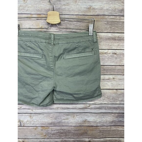 American Eagle Womens 2 Midi Shorts Stretchy Flat Front Green Shorts - Picture 7 of 10